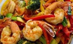 109 King Prawns Vegetable with Oyster Sauce